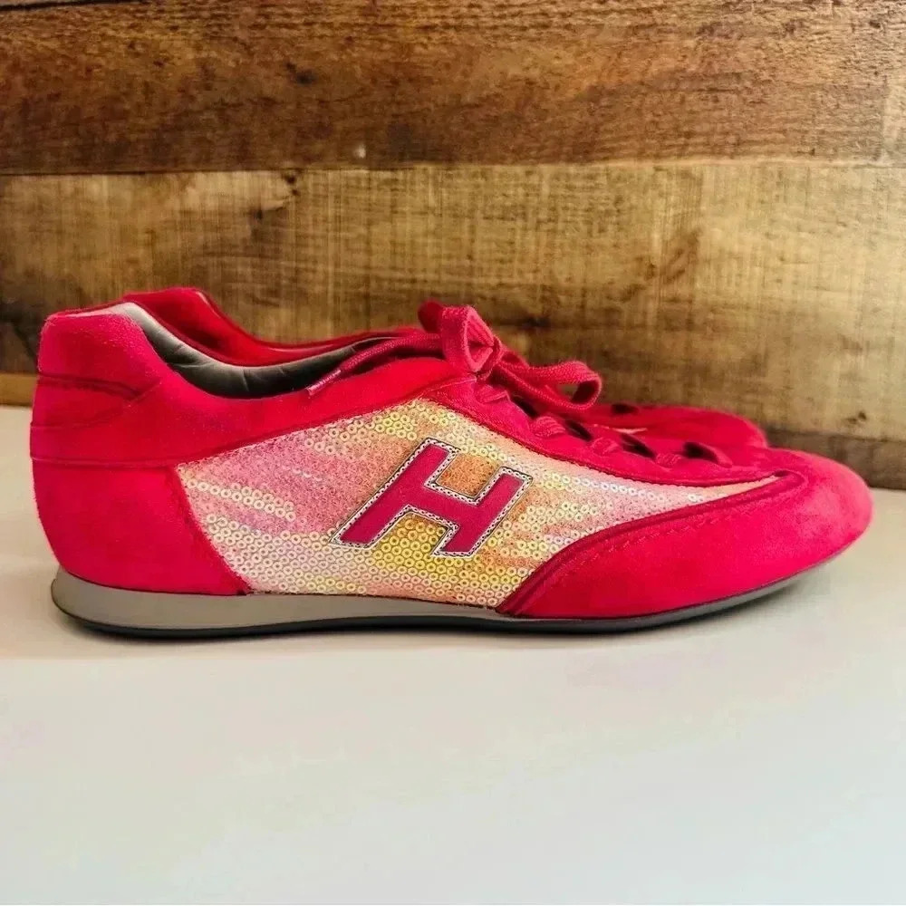 NWOT Hogan Olympia Made In Italy Vintage Suede Sequined Sneakers